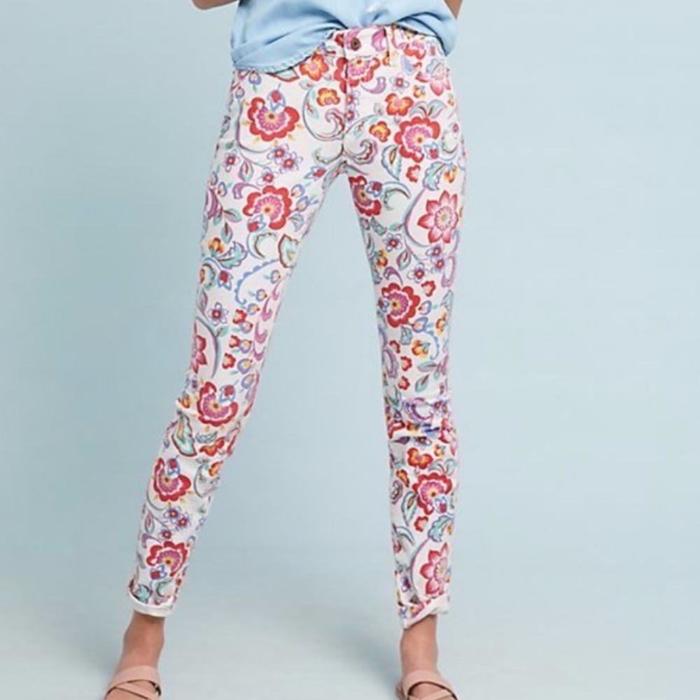 Anthropologie Pilcro Floral Mid-Rise Skinny Jean